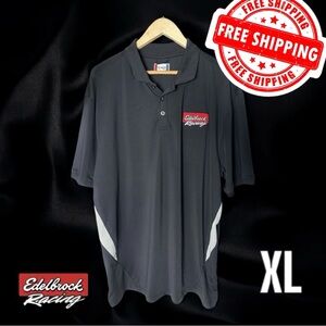 Edelbrock Racing Clique Polo Golf SS Shirt Men's XL Black & Gray FREE SHIPPING